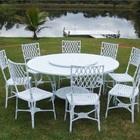 Conjunto Bambú Com Mesa Giratória 8 Cadeiras E Ombrelone - Be