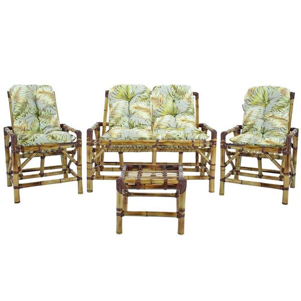 Conjunto Bambu Namoradeira, 4 Lugares E Mesa Centro, T10