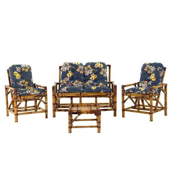 Conjunto Bambu Namoradeira, 4 Lugares E Mesa Centro, T5
