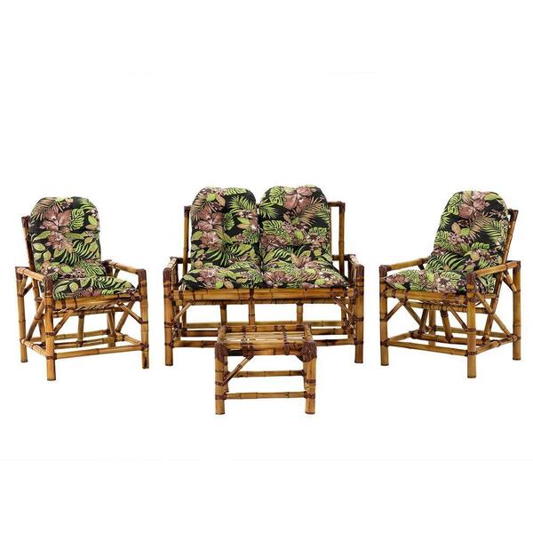 Conjunto Bambu Namoradeira, 4 Lugares E Mesa Centro, T6