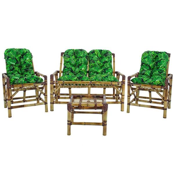 Conjunto Bambu Namoradeira, 4 Lugares E Mesa Centro, T9