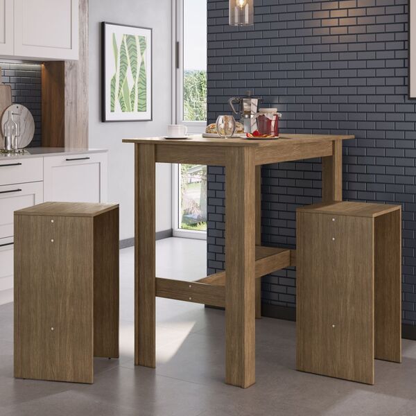 Conjunto Bancada Alta Com 04 Banquetas Cje11100 Móveis Canção