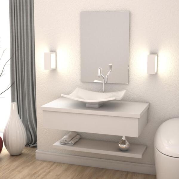 Conjunto Bancada C/cuba F44, Prateleira E Espelheira Metrópol