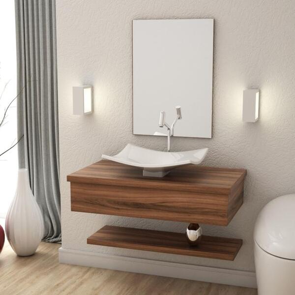 Conjunto Bancada C/cuba F44, Prateleira E Espelheira Metrópol