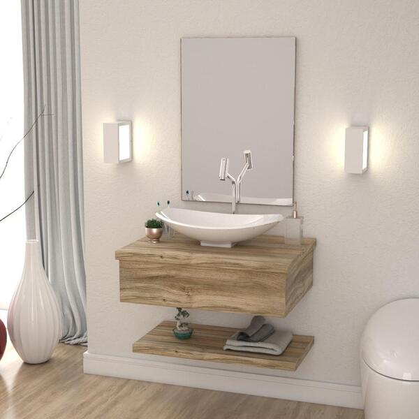 Conjunto Bancada C/cuba L45, Prateleira E Espelheira Metrópol