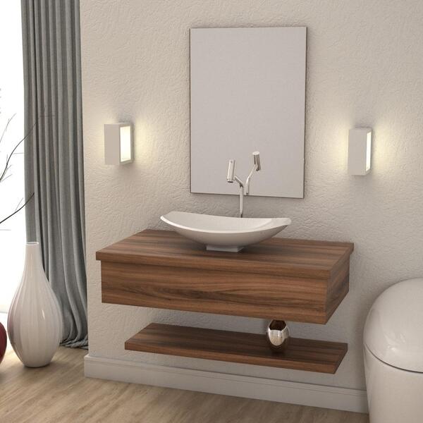 Conjunto Bancada C/cuba L45, Prateleira E Espelheira Metrópol