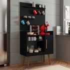 Conjunto Bancada E Painel Café Lincon Preto Fosco