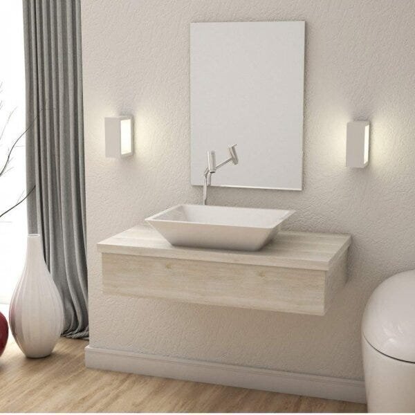 Conjunto Bancada Para Banheiro 80cm Com Cuba Rt45 E Espelheir