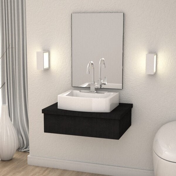 Conjunto Bancada Para Banheiro Com Cuba Aria Rt41 E Espelheir