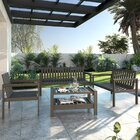 Conjunto Banco 2 E 3 Lugares Poltrona E Mesa Madeira Maciça Y