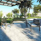 Conjunto Bancos 2, 3 Lugares E Poltrona Com Almofadas Madeira