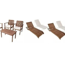 Conjunto Bancos E Espreguiçadeiras Com Almofadas Para Piscina