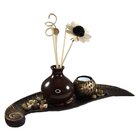 Conjunto Bandeja Flor Com Difusor Porta Velas Jardim Zen Resi