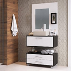 Conjunto Banheiro 80cm Nichos Preto E Branco Lilies Móveis