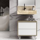 Conjunto Banheiro Bancada Em Porcelanato Com Cuba Esculpida E