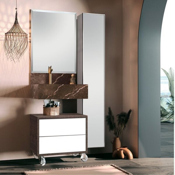 Conjunto Banheiro Bancada Porcelanato Cuba Esculpida Espelho