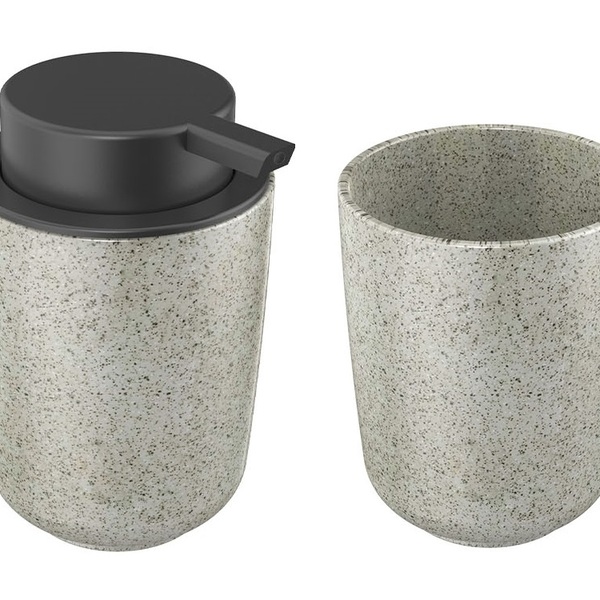 Conjunto Banheiro Dispenser Sabonete Porta Escova Osaka Yoi B