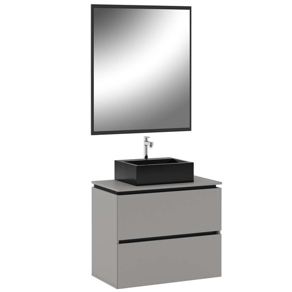 Conjunto Banheiro Gabinete 80cm 03 Gavetas Cuba 45x37 E Espel