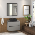 Conjunto Banheiro Gabinete 80cm 03 Gavetas Cuba 45x37 E Espel