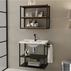Conjunto Banheiro Gabinete E Armário Industrial Mary Preto Im