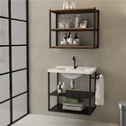 Conjunto Banheiro Gabinete E Armário Industrial Mary Preto Im