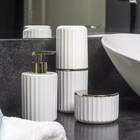 Conjunto Banheiro Lixeira Porta Escova Sabonete Líquido Porta