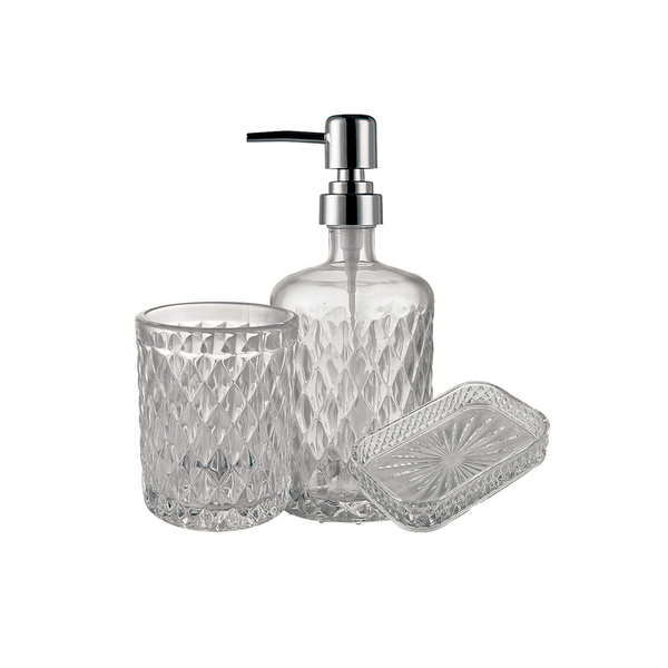 Conjunto Banheiro Vidro Bico De Jaca 3pçs Class Home