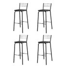 Conjunto Banqueta Para Cozinha Flex Ref B270 4 Peças Preto/pr