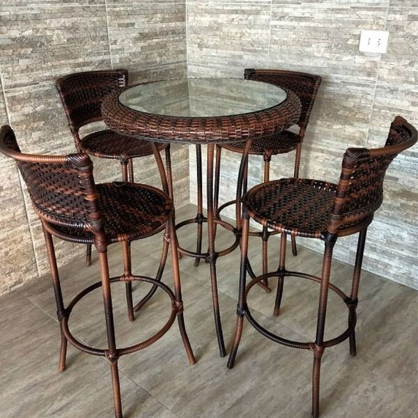 Conjunto Banquetas Bistrô Arco Balena Giratória