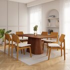 Conjunto Baobá 180cm Com 06 Cadeiras Jandaia Cabecasa Madeira