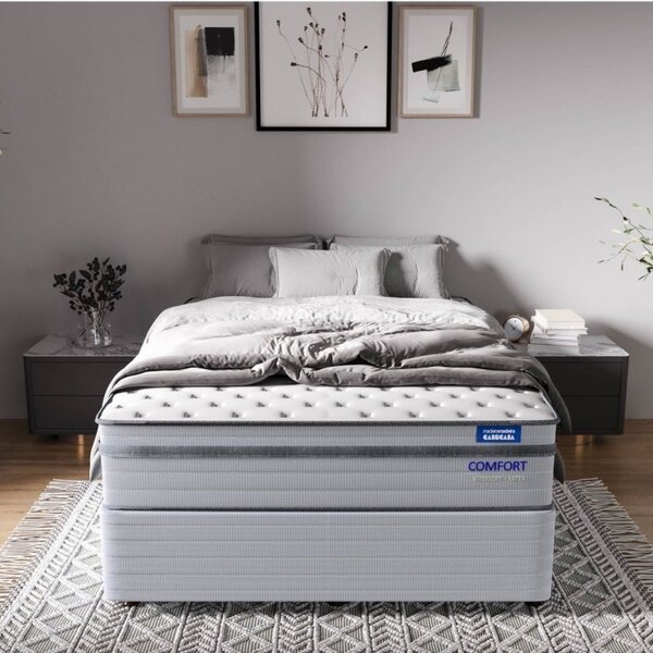 Conjunto Base Box Casal E Colchão Casal Comfort Luna Cabecasa