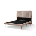 Conjunto Base Box Premium Com Cabeceira Casal Astro 1,38 Bege