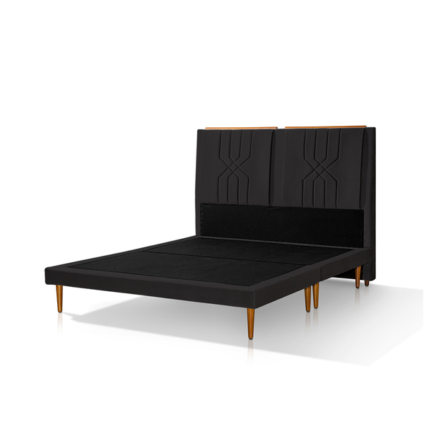 Conjunto Base Box Premium Com Cabeceira Casal Astro 1,38 Preto