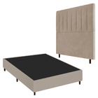 Conjunto Base Cama Box Casal Bege E Cabeceira Itália 140cm Su
