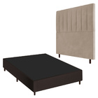 Conjunto Base Cama Box Casal Marrom E Cabeceira Itália 140cm