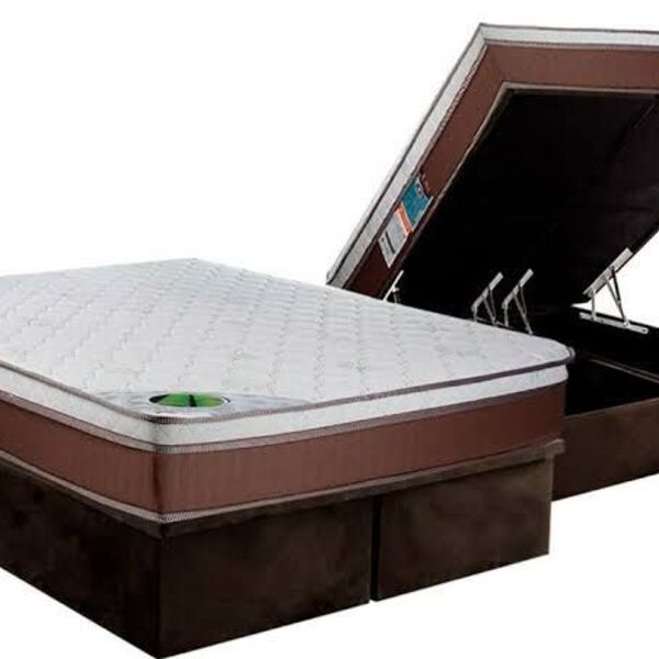 Conjunto Baú - Colchão Caribe Luckspuma + Cama Baú Queen Prem