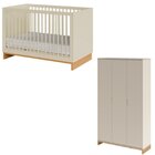 Conjunto Berço 2 Em 1 E Cômoda Cubo Areia/platano
