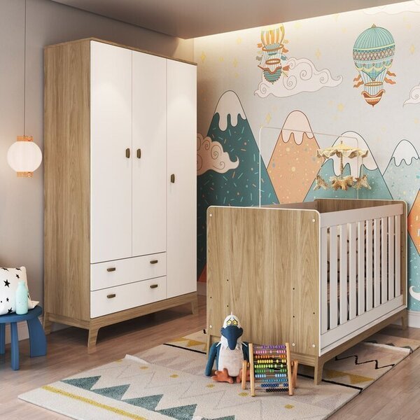 Conjunto Berço 3 Em 1 + Guarda-roupas Itapuã/branco