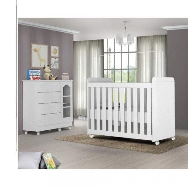 Conjunto Berço Mini Cama 3 Em 1 E Cômoda 4 Gavetas Portugal M