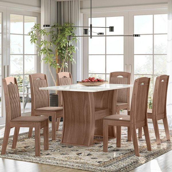 Conjunto Berlim 135x90cm Com 6 Cadeiras Amêndoa/73b