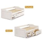 Conjunto Bicama Solteiro Com Estante Madeira Maciça Embaúba C