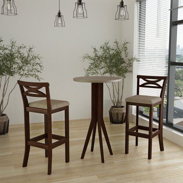 Conjunto Bistrô 1 Mesa 2 Banquetas Copacabana Capuccino