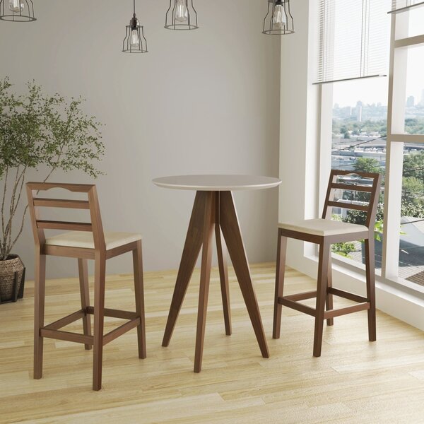 Conjunto Bistrô 1 Mesa 2 Banquetas Denver Pinhão