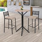 Conjunto Bistrô Dani 2 Banquetas E Mesa Tampo Bp Redondo  Pre
