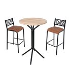 Conjunto Bistrô Dani 2 Banquetas E Mesa Tampo Bp Redondo Pret