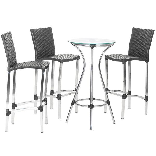 Conjunto Bistrô Mesa Alta E 3 Banquetas Florida Preto Para Ed