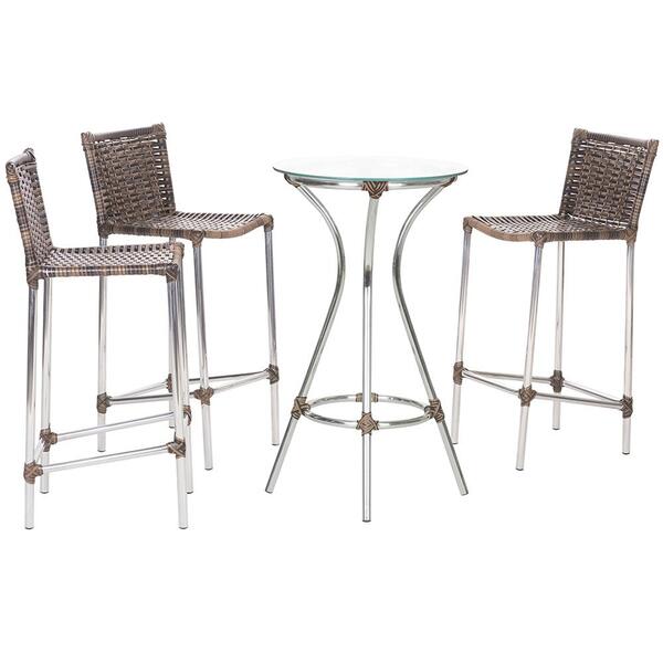 Conjunto Bistrô Mesa Alta E 3 Banquetas Romenia Argila Para E