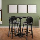 Conjunto Bistrô Mesa Redonda Alta Com 4 Banquetas De Madeira