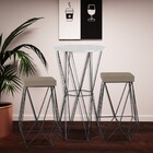 Conjunto Bistrô Rizzo Branco E 2 Banquetas Kathy Suede Cappuc