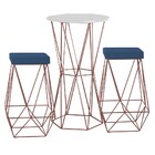 Conjunto Bistrô Rizzo Branco E 2 Banquetas Kathy Suede Marinh